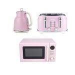Salter Retro Pink Kettle, Toaster & Microwave Set – 1.7L Kettle, 4-Slice Toaster
