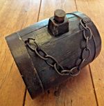 LARGE OAK HARVEST COSTREL BRASS BOUND DEVON CIDER BARREL EARLY 19th CENTURY #4