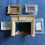 Dolls House - Cream Georgian Fireplace 1:12 Furniture - + picture frames x 4