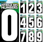 White Wheelie Bin Numbers Large Stick On Self-adhesive Outdoor Bins - UK