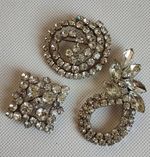 Vintage set of Soviet Czechoslovakian brooches with stones, 3 pcs. USSR.