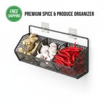 Wall Mounted Kitchen Storage Rack Spice Shelf Basket Onion Garlic Holder No Dril