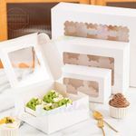 100PACK Windowed Cupcake Boxes for 1, 2, 4, 6, 12 Cup Cakes with Removable Trays