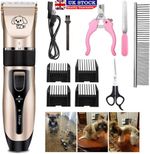 Pet Dog Cats Cordless Electric Grooming Clipper Low Trimmer Kit Noise Shaver UK