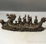 Japanese Collect Old Ancient bronze Exquisite Eight Immortals Loong Boat