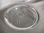 LARGE STERLING SILVER RIMMED CUT GLASS DISH ENGLISH HALLMARKS