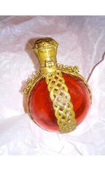 Antique Scent Bottle Ruby Red Glass Brass Ormolu Stunning
