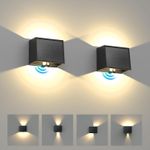2X Solar Motion Sensor Wall Lights Sconce LED Up Down Outdoor Garden Fence Lamps