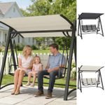 3 Seater Swing Chair, Garden Swing Bench with Adjustable Tilting Canopy