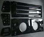 For Land Rover Defender Grill & Headlamp Surrounds & Vents Kit Gloss Black Mesh