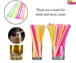 PLA Neon Spoon Straws,Frozen Drinks,Slushie,White Strong,6x200mm,biodegradable
