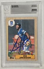 Bo Jackson Signed 1987 Topps Rookie Card RC 170 BECKETT AUTO 10 Royals Baseball 