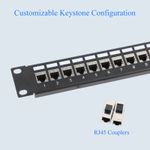 24 Port RJ45 Patch Panel 19-Inch  with Cat6/Cat6A Coupler Keystone