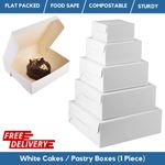 White Cake Boxes | Flat Fold Pastry Boxes for Bakery, Weddings, Birthday Cake