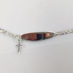925 Sterling Silver Personalised Baby Cross ID Bracelet Christening 5.5" New