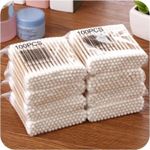 500pcs Double Head Wood Cotton Swab Nose Ears Cleaning Women Makeup Tools