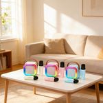 Mini Karaoke Machine Portable Karaoke Speaker 2 Wireless Microphones Kids Adults