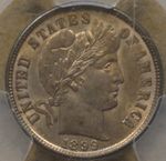 1899 Barber Dime 10c PCGS Certified AU58