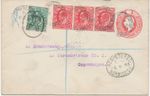 GB 1903 EVII very rare mixed postage on uprated postal stationery env LONDON DK
