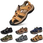 Men Summer Sandals Outdoor Walking Hiking Beach Close Toe Leather Shoes Size UK