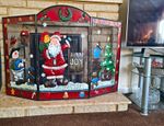 Vintage Christmas Concepts 3 Panel Metal Fireguard Screen Santa & Snowman