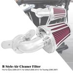 Cone Chrome Air Filter Red Intake For Harley Dyna Low Rider Street Bob 2000-2017