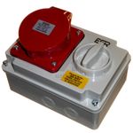 Interlocked Switched Socket 3 Phase 16A 32A 4 Pin 5 Pin 415v Red Wall mount IP44