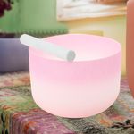 10" Crystal Singing Bowl C Note Heart Chakra Quartz Sound Healing Meditation