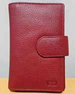 Burgundy Leather Bifold Wallet for Women with Snap Button Closure & Card Slots