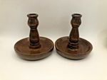 Matching Pair of Candle Sticks Wooden Treen