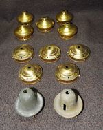 12-  BRASS  SHADE HOLDERS ,   2 1/4" AND 3 1/4" FITTER # 7049