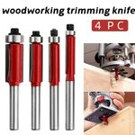 UK 4Pcs 1/4'' Shank Top Bearing Flush Router Trim Pattern Bit Set Milling Cutter