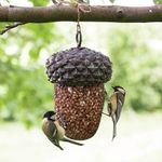 Outdoor Garden Hanging Acorn Shaped Metal Wild Bird Nuts & Seeds Feeder 
