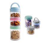 3Pc Stackable Snack Pots Travel Food Container Storage Organiser Tower Handle