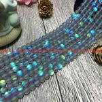 Natural 6/8/10/12mm gray Gleamy Rainbow Moonstone Round Gems Loose Beads 15''