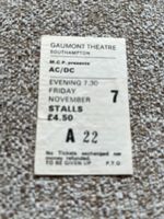 AC/DC ticket stub Southampton Gaumont 07/11//80 #A22 Back In Black  Tour
