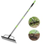 WORKPRO 165cm Garden rake,Adjustable Handle,Loosen Soil,Gather Leaf,Level Lawn