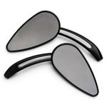 Universal Black Skull Teardrop Motorcycle Mirrors Pair 8mm 10mm Cruiser Custom