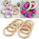 10X Natural Wooden Baby Teething Rings Teethers For Necklace Bracelets Crafts