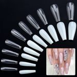 Ballerina Coffin Full Cover False Long Nails 600pc Natural / Clear