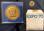 EXPO '70 Osaka Japan Pure Copper Commemorative Medal with Pin Badge Set