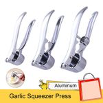 Aluminum Heavy Duty Garlic Squeezer Press 5-in-1 Crusher  Removable Kitchen Tool
