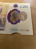 Rare  £20 note, unique serial 08-01-08, with error cut- I think ? see pictures