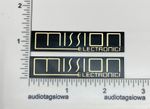 Mission Electronics Speaker Badge PAIR Custom Made Black and Gold Aluminum