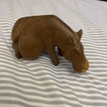 Hand Carved Wooden Hippo Hippopotamus Ornament