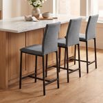4pcs Linen Bar Stools Counter Dining Chairs High Back for Kitchen Island Table