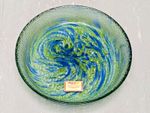German Vintage MCM Joska Crystal Mouthblown Glass Shallow Bowl Blue Green Fused
