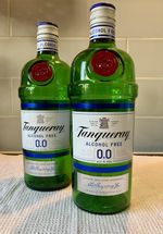 Empty 2 x TANQUERAY ALCOHOL FREE Gin Bottles 70cl + Lids - UPCYCLE CRAFT RECYCLE