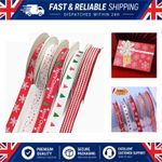 Christmas Ribbon 5 Rolls Grosgrain Double Sided Xmas Gift Wrap 25m