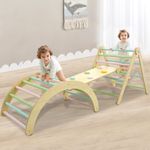 3-In-1 Toddler Climbing Frame, Wooden Triangle Climber Set Indoor & Outdoor Gift